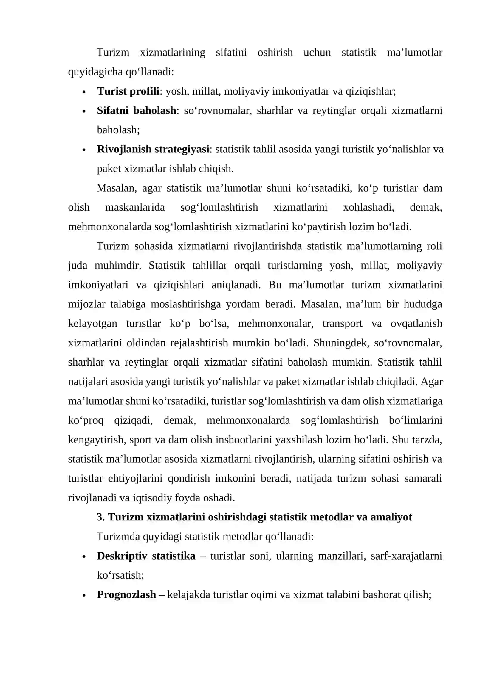TURIZMDA STATISTIKANI O‘RNI VA XIZMATLARNI OSHISHIGA TASIRI 4