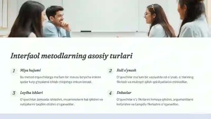 Didaktik jarayonda interfaol metodlarni qoʻllash 4