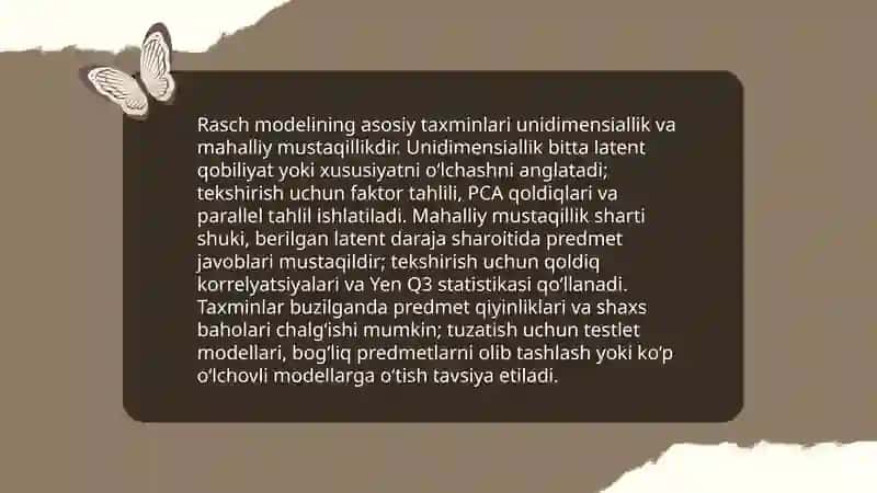 Rasch modeli va uning testologiyadagi qoʻllanilishi 4
