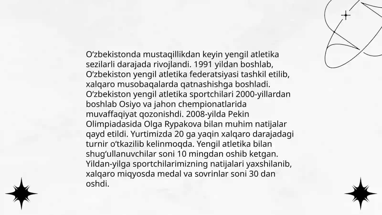 Yengil atletikaning rivojlanishi va tarixi 4