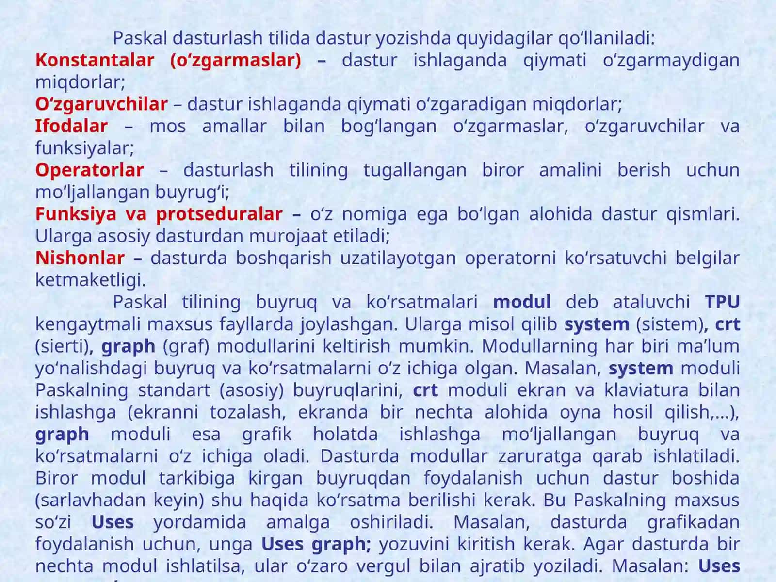 Paskal dasturlash tili va uning alifbosi 4