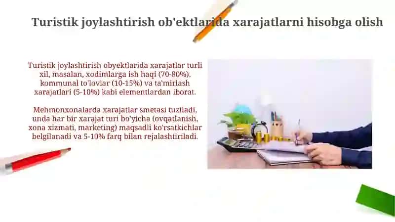 Turistik joylashtirish ob'ektlarida daromadlarni hisobga olish 4