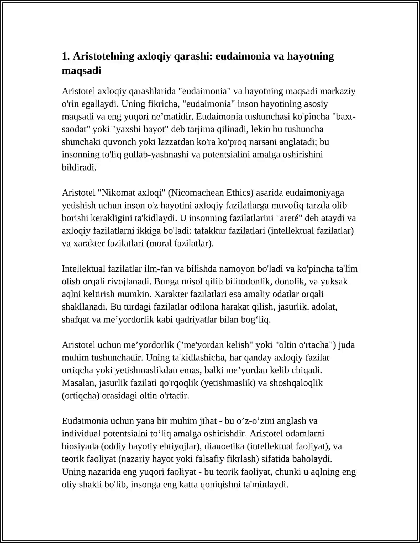 ARESTOTELNING AXLOQIY VA ESTETIK QARASHINI TOGRISIDA ESSE TAYORLASH 4