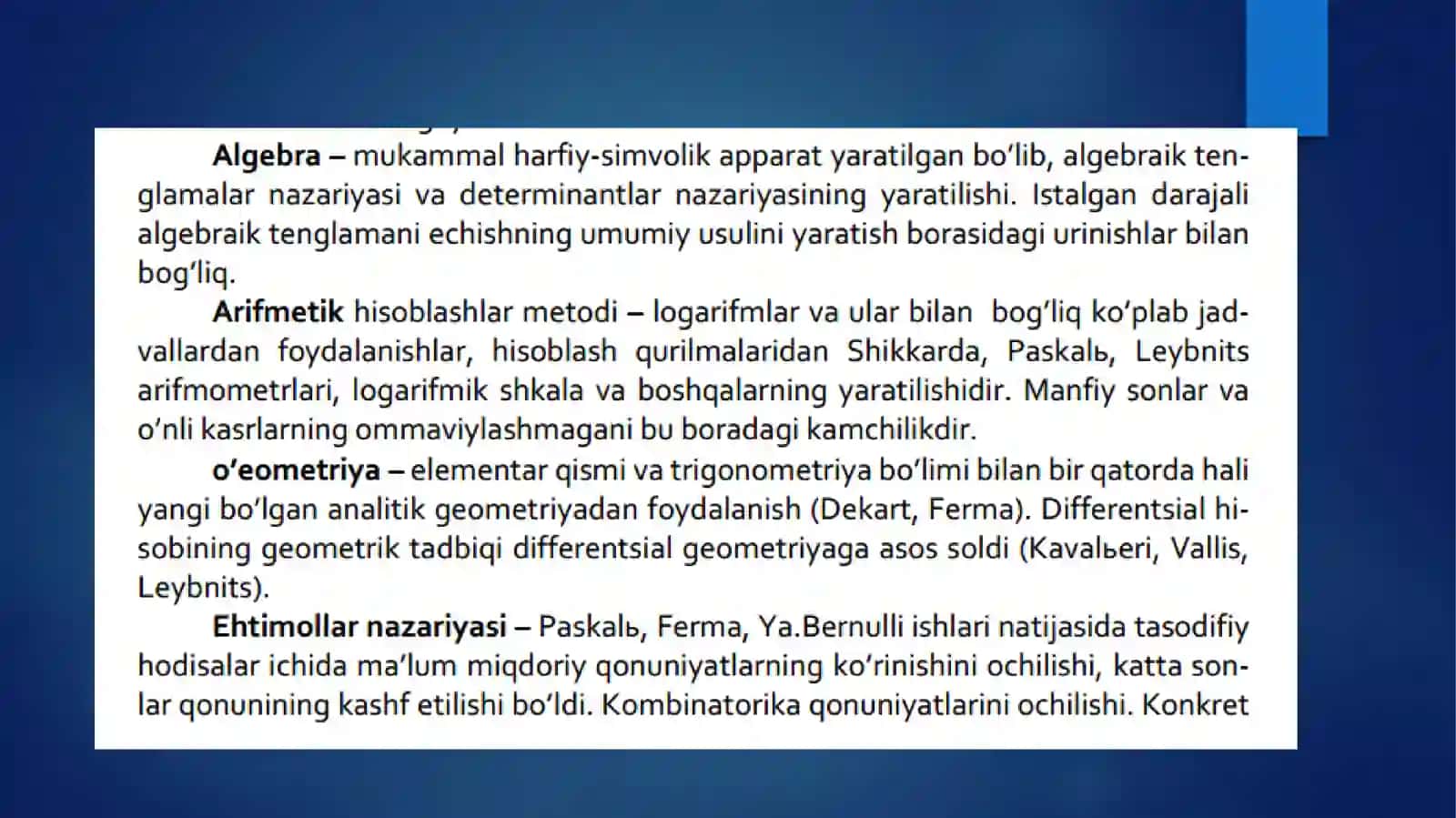 XVIII asr oxiri va XIX asr boshlarida matematika 4
