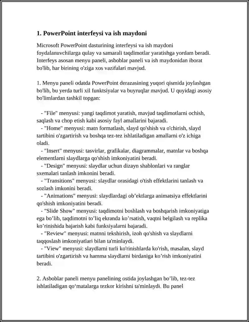 MICROSOFT POWERPOINT DASTURINING ASOSIY ELEMENTLARI 4