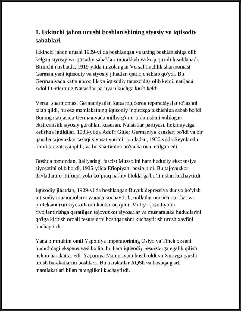 IKKINCHI JAHON URUSHI MAVZUSIDA MUSTAQIL ISH TAYYORLAB BER 4