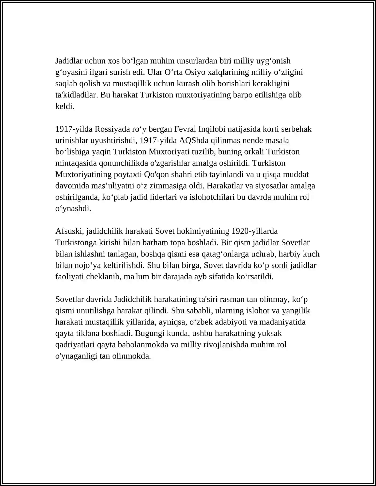 JADID MA'RIFATPARVARLARINING O'LKA IJTIMOIY-MA'NAVIY HAYOTIDA TUTGAN O'RNI 4