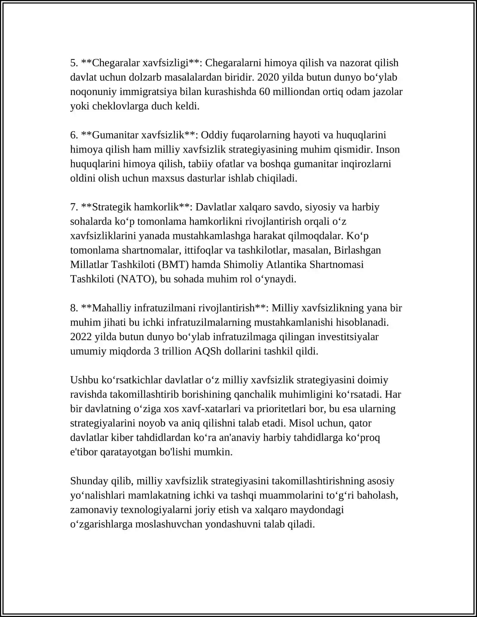 MILLIY HAVFSIZLIKNI TA'MINLASH BORASIDA AMALGA OSHIRILAYOTGAN ISHLAR 4