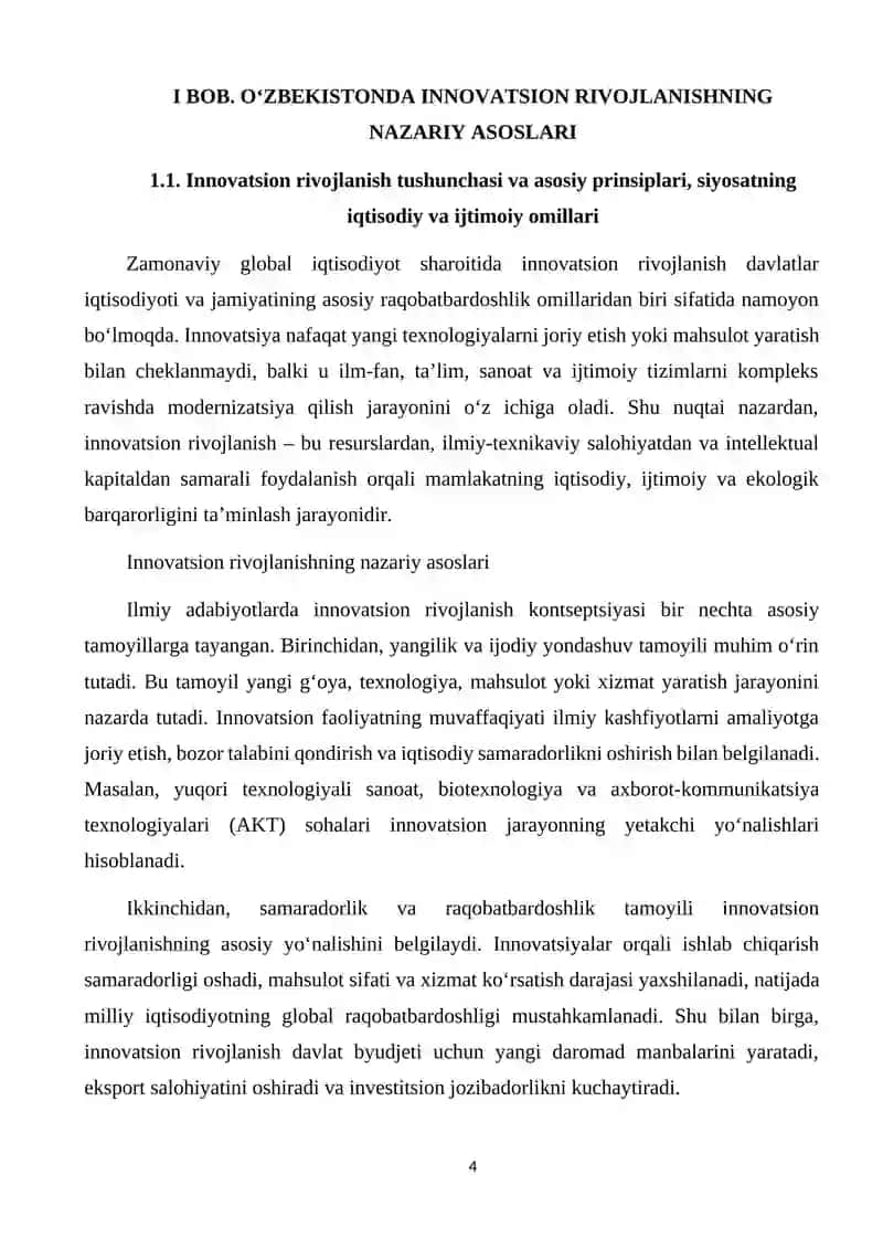 O'ZBEKISTONNING INNOVATSION RIVOJLANISH STRATEGIYASI HOLATI VA ISTIQBOLLARI 4