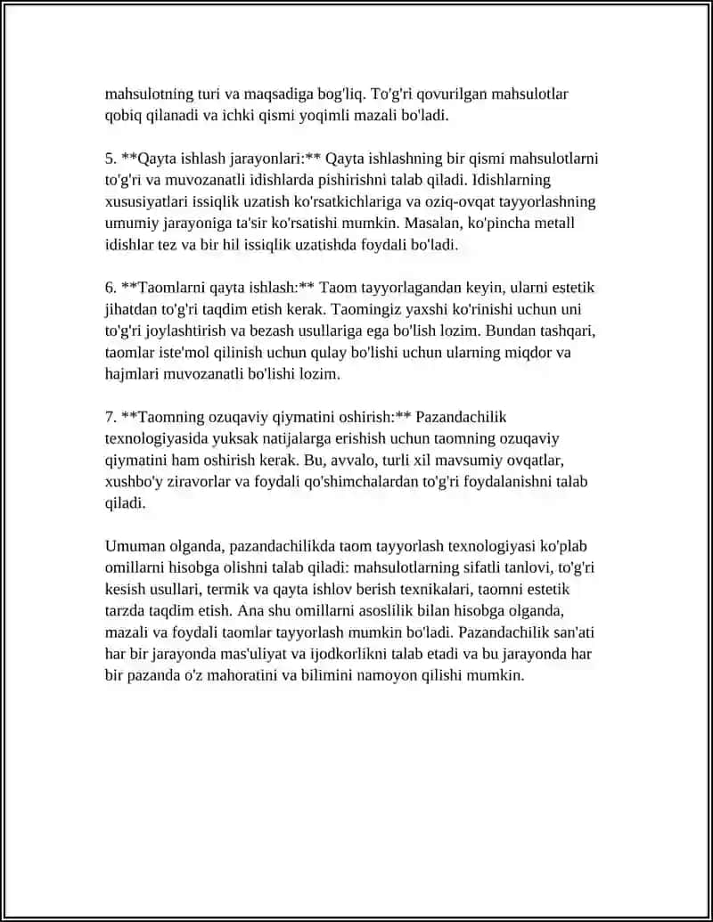 PAZANDACHILIKDA TAOM TAYYORLASH TEXNOLOGIYASI ASOSLARI 4