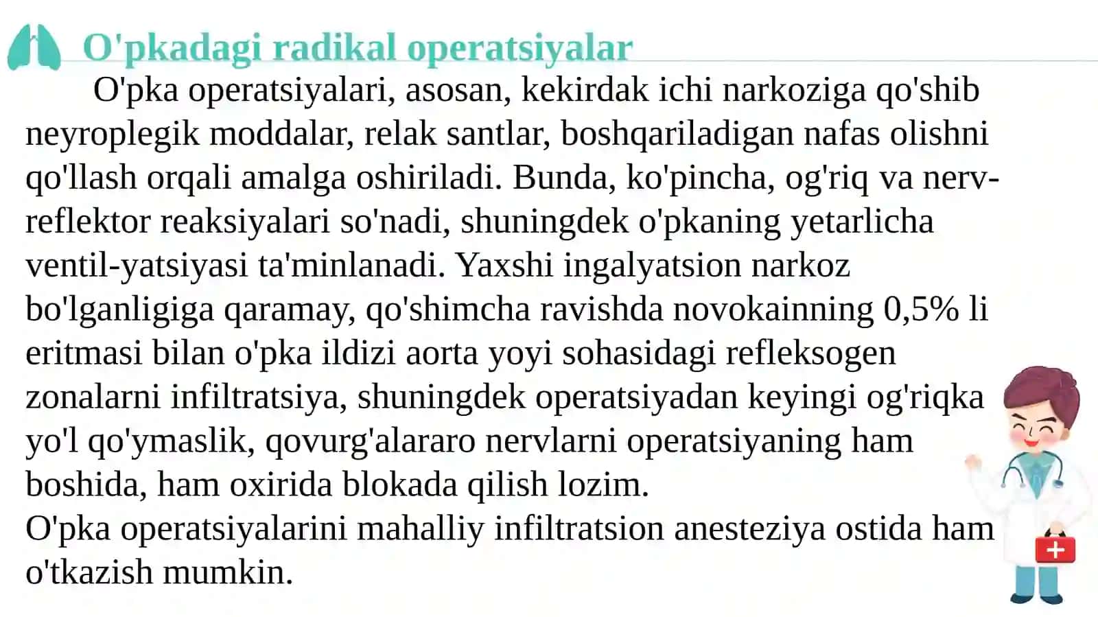 Pnevmonektomiya,lobektomiya, segmentektomiya texnikasi 4