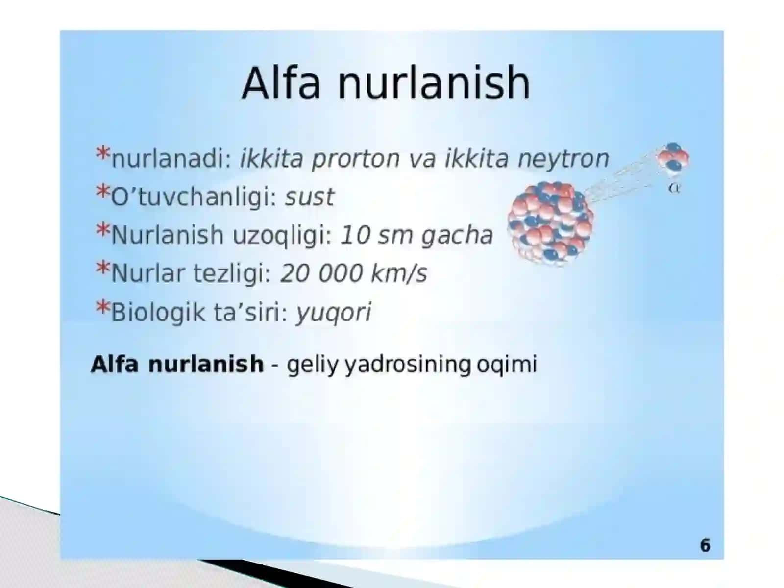 Ionlashtiruvchi nurlanishlarning biologik ta’siri | Fizika prezentatsiya PPT 4