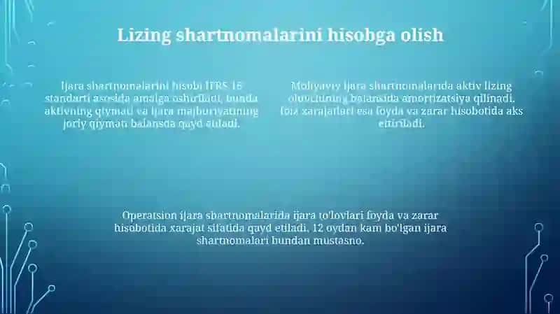 Lizing xizmatlarini ko'rsatuvchi subyektlarda buxgalteriya hisobi 4
