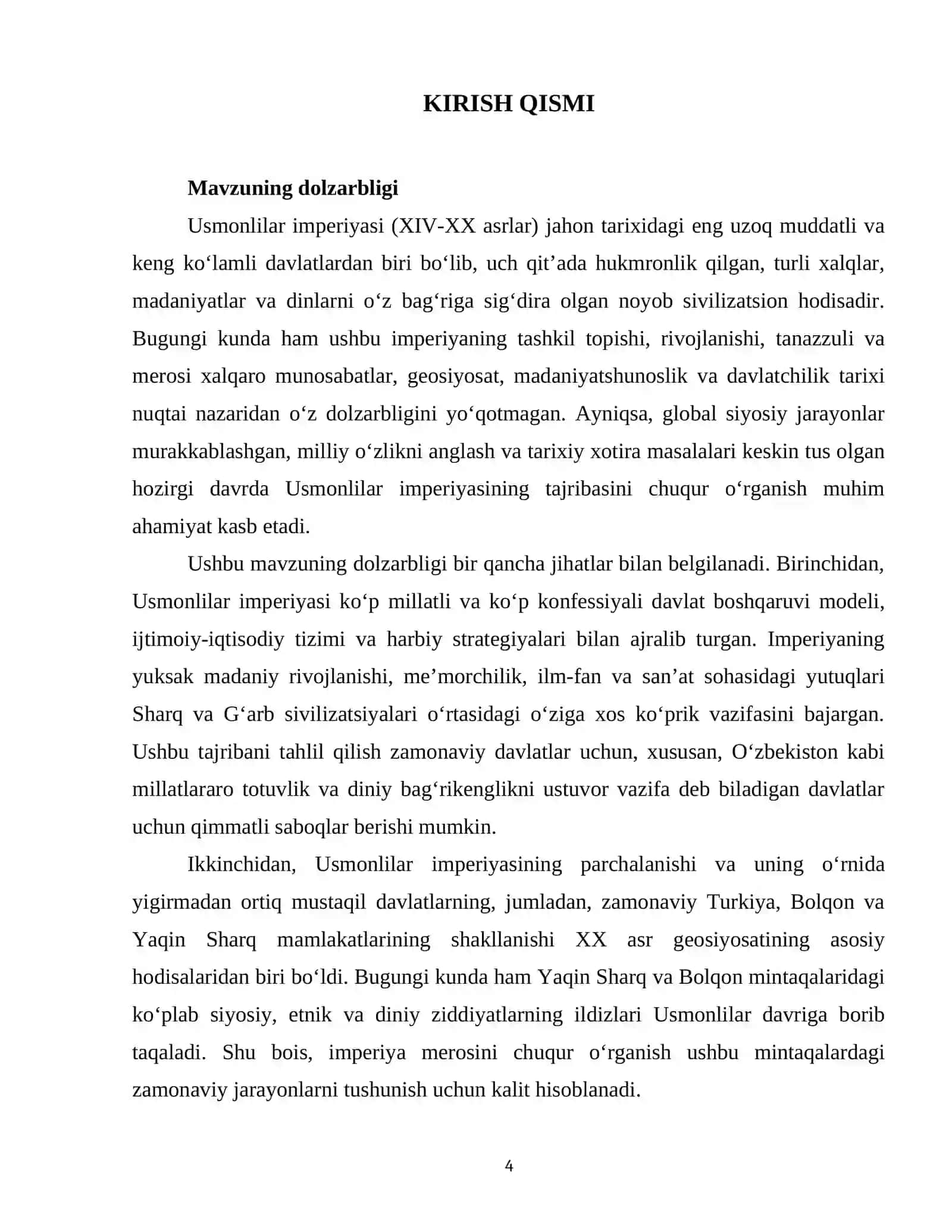 Usmonlilar imperiyasi va uning dunyo tarixida tutgan oʻrni 4