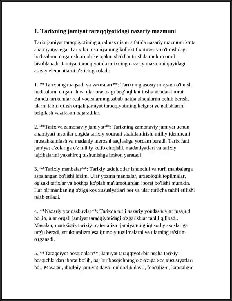 Tarixning jamiyat taraqqiyotida mazmuni 4