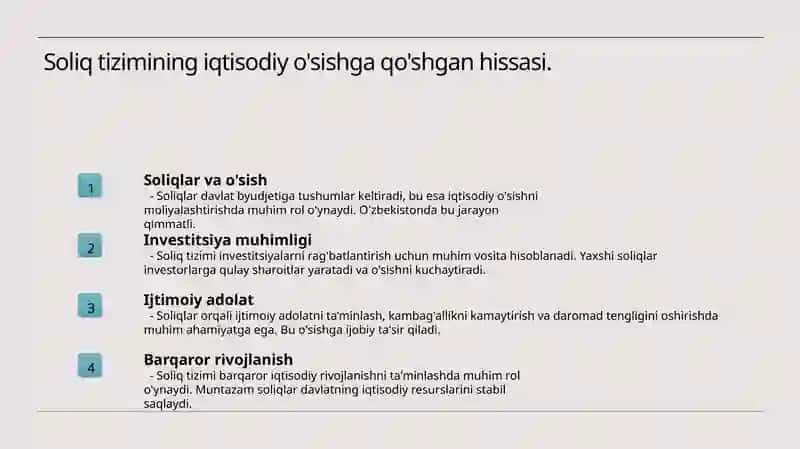 Soliqlarning makroiqtisjdiy barqarorlikni ta’minlashdagi o’rni 4