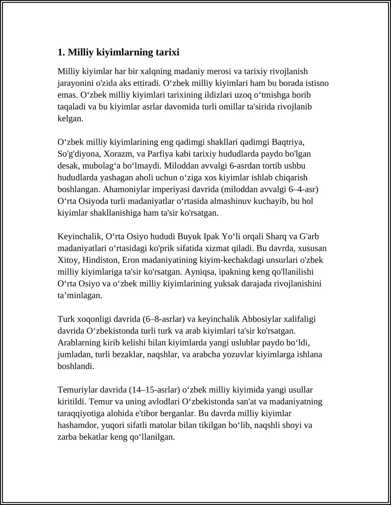 O'QUVCHILARGA "MILLIY KIYIMLARDAN QIYIQCHALARNI TAYYORLASH" MAVZUSINI O'QITISHDA KREATIV YONDASHUV 4