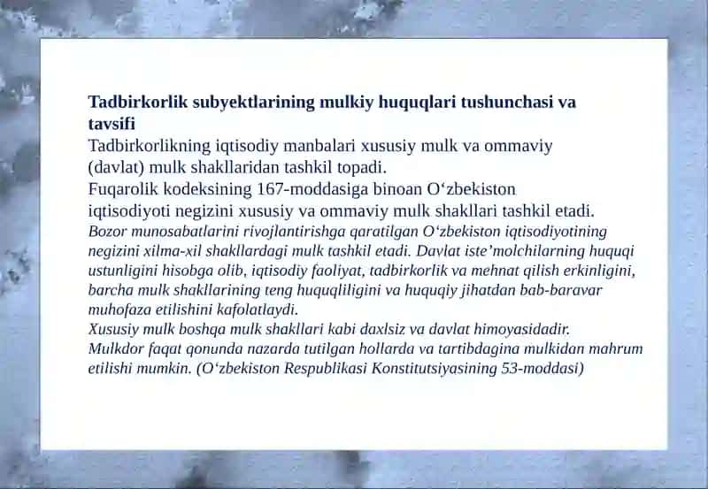 Tadbirkorlik subyektlarining mol-mulk obyektla 4