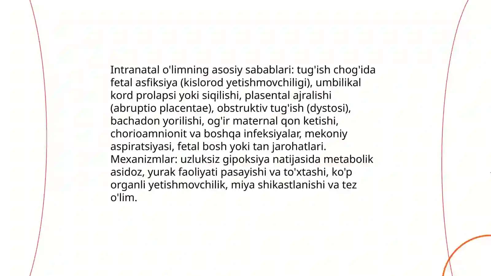Pre-, intra-, postnatal davrlarda go'daklar o'limining xususiyatlari 4