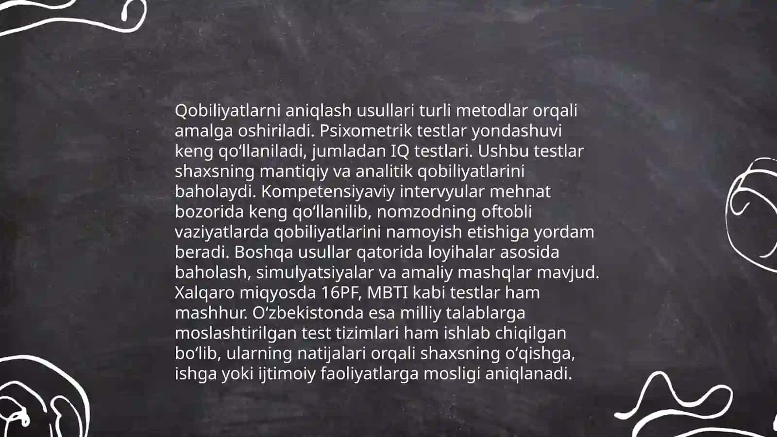 Qobiliyatni o'rganish va test topshiriqlarini tanlash 4