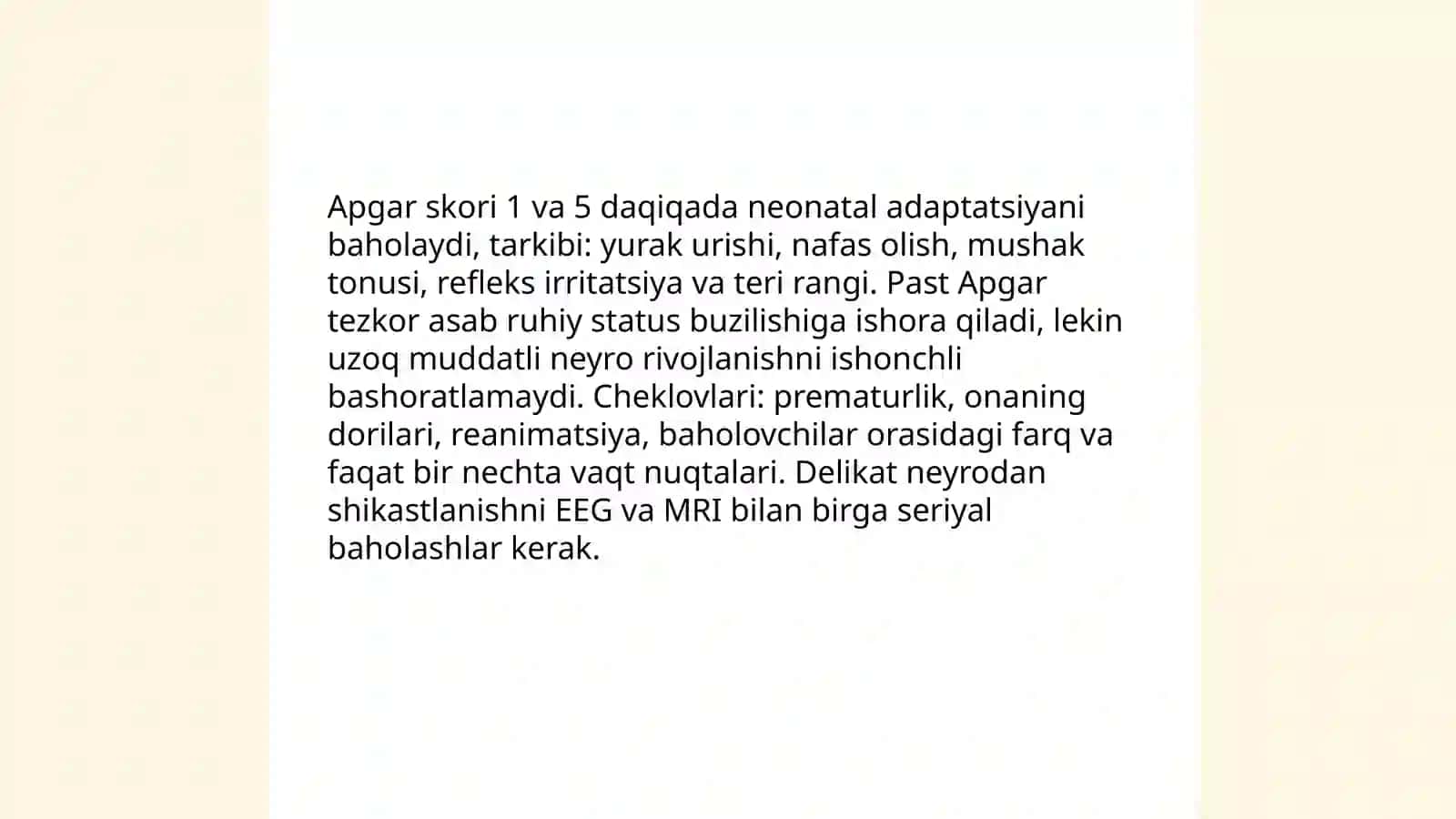 Chaqaloqning asab-ruhiy rivojlanishini baholash xususiyatlari 4