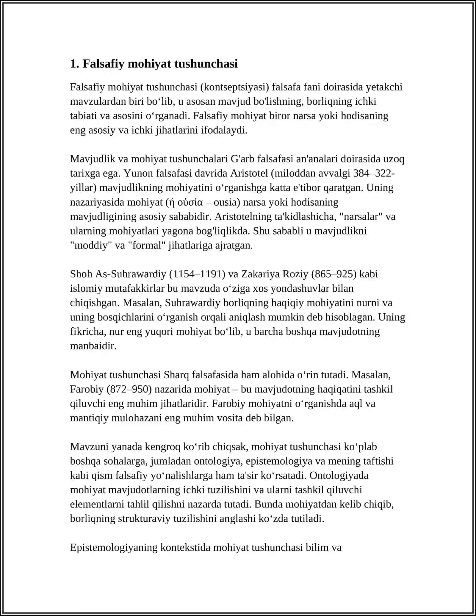 FALSAFANING MOHIYATIGA OID SHARQ VA G'ARB MUTAFAKKIRLARI TARIFLARINI TASNIFLASH 4