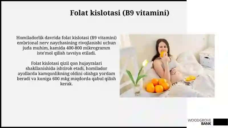 Homlador ayollar istemol qilishi kerak bōlgan taomlar va vitaminlar 4