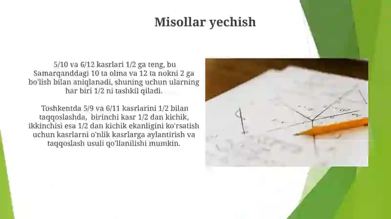 Kasrlarni yarim bilan taqqoslash 4