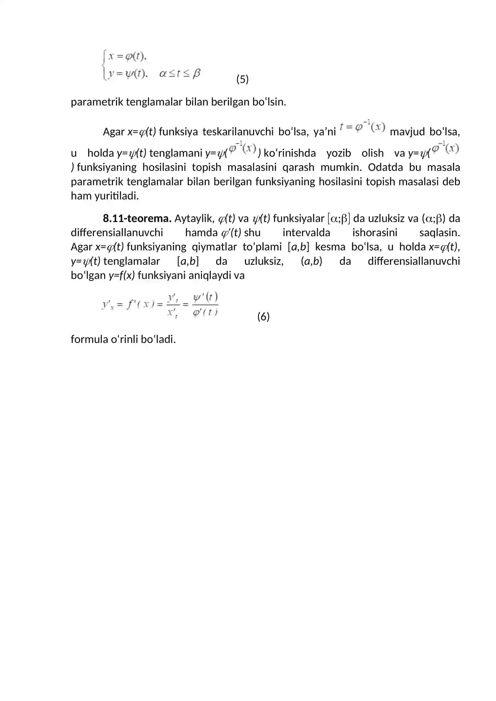 Yuqori tartibli hosilalar va differensiallar 4