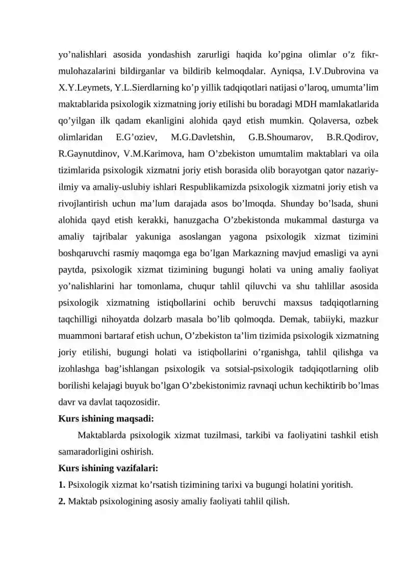 Maktabda psixologik xizmat tuzilmasi, tarkibi va faoliyati tashkil etish 4