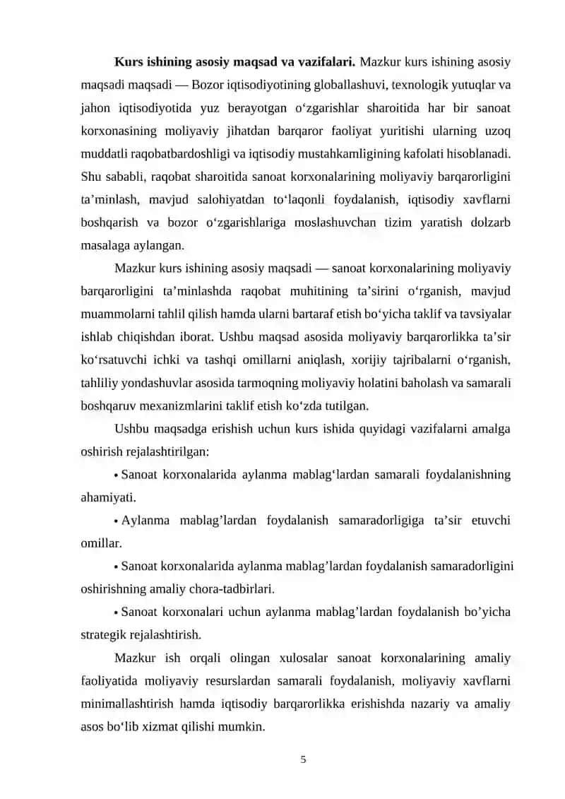 “Raqobat sharoitida sanoat korxonalarida aylanma mablag‘lardan samarali foydalanishning asosiy yo‘nalishlari” mavzusida ilmiy ish 4