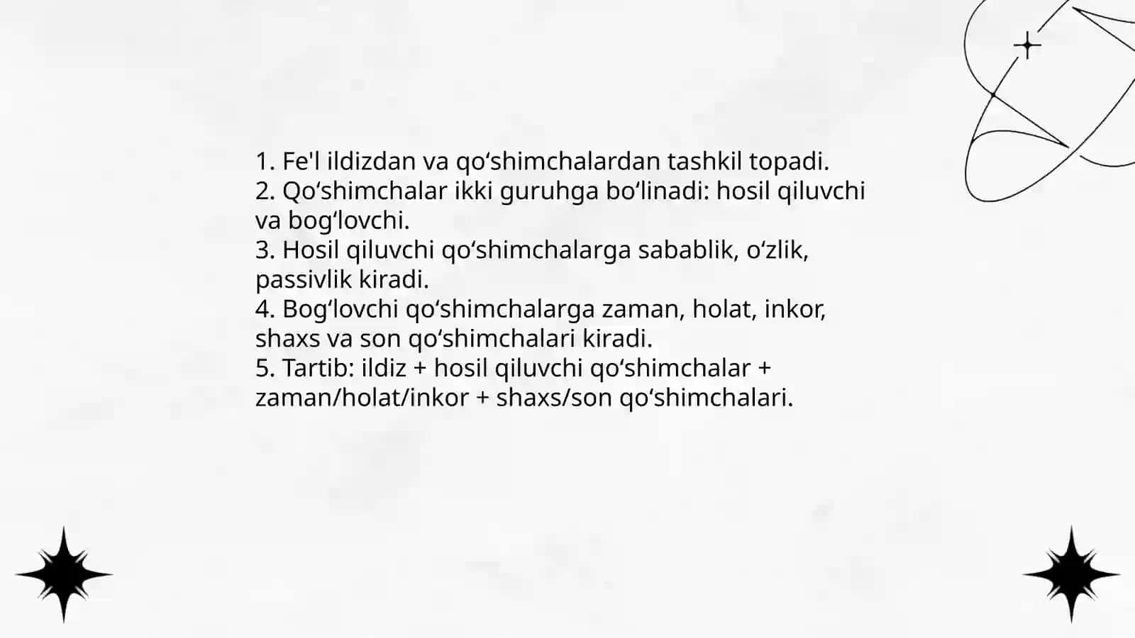 Fe'l soʻz turkumi 4