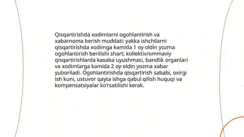 Xodimlar huquqini himoya qilish va ish joylarning qisqarishi 4