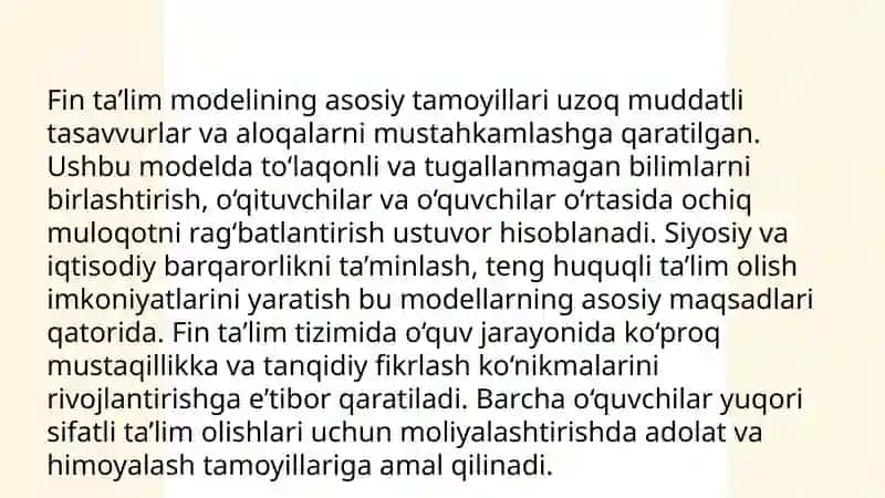 Finlandiyada boshlang'ich ta'lim.Boshlang'ich ta'limda innovatsion loyihalar yaratish 4