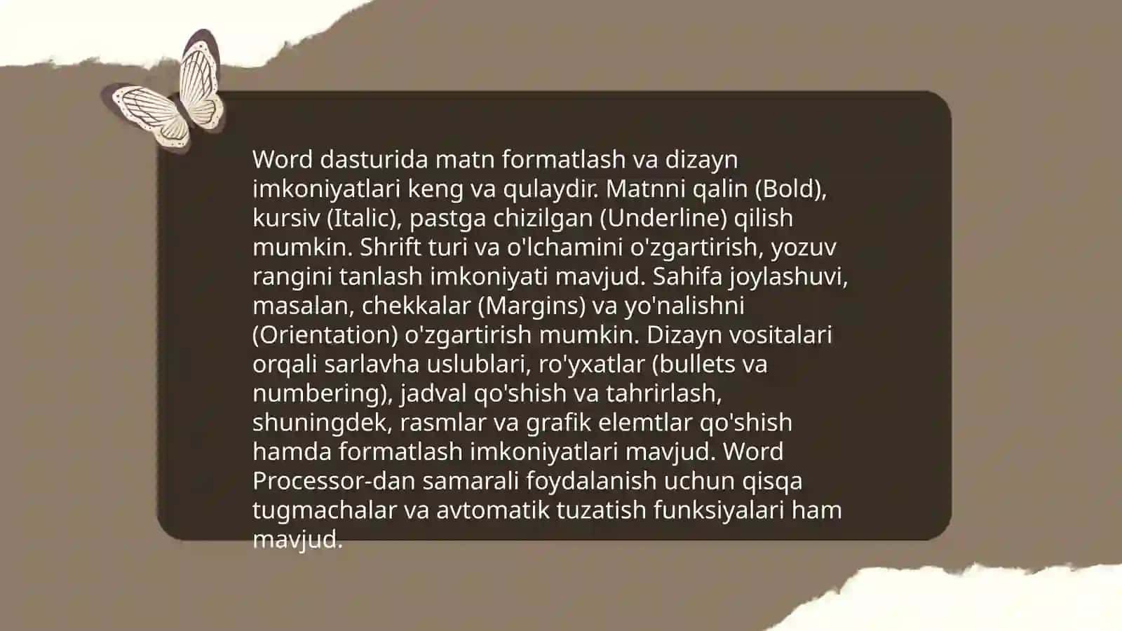 Microsoft Office dasturlari va ularning imkoniyatlari haqida taqdimot tayyorlash 4
