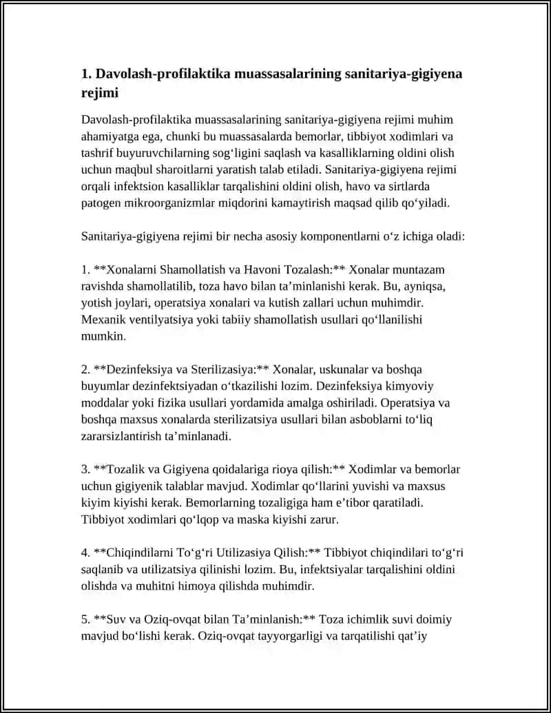 DAVOLASH- PROFILAKTIKA MUASSASALARI GIGIYENASINING UMUMIY ASOSLARI 4