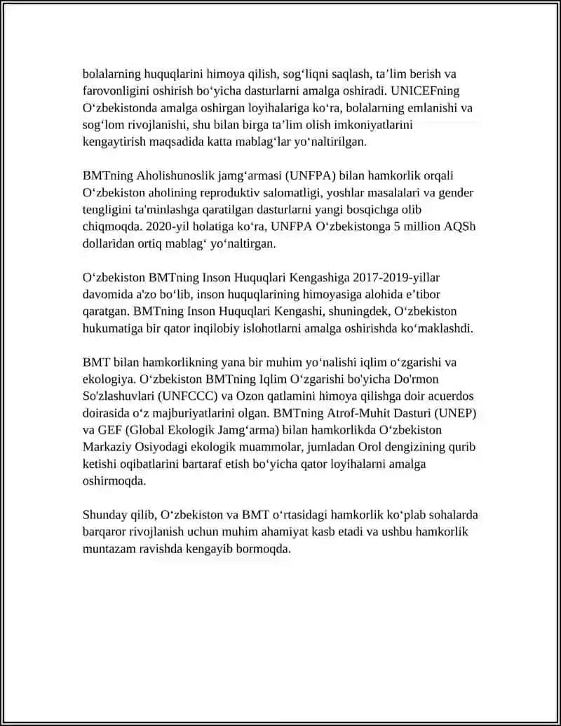 O‘ZBEKISTONNING XALQARO TASHKILOTLAR BILAN HAMKORLIGI 4