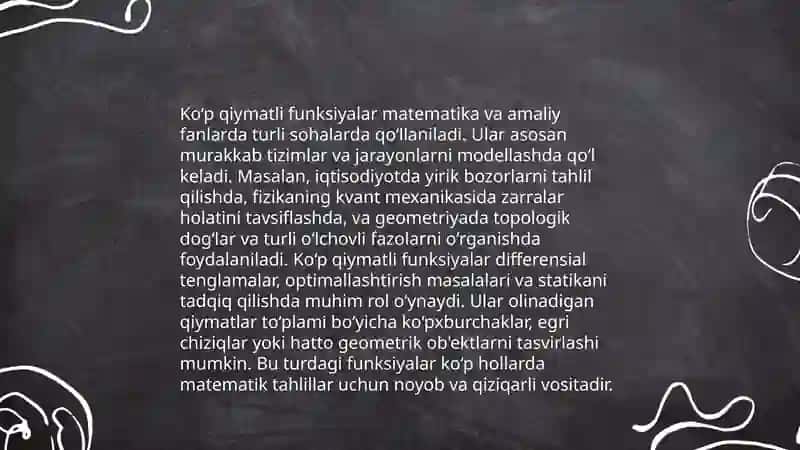 Koʻp qiymat qayturuvchi funksiyalar 4