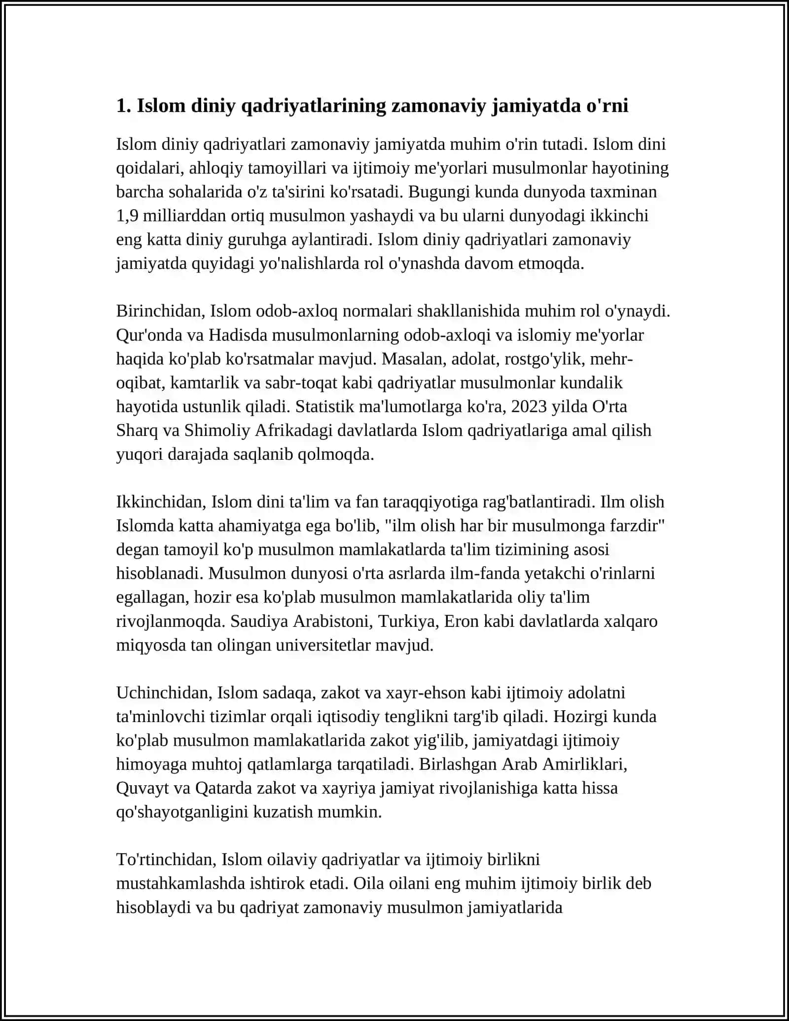 ISLOM DINI QADRIYATLARI VA MARIFATNING HOZIRGI DAVRDAGI AHAMIYATI. ISLOM FIQHIY MAKTABLARI 4