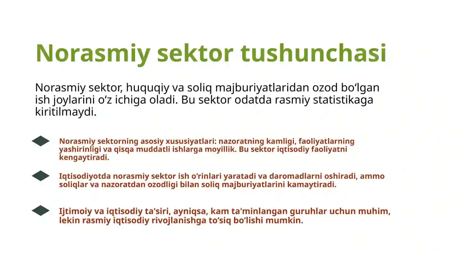 Norasmiy sektor va uning iqtisodiyotdagi roli 4