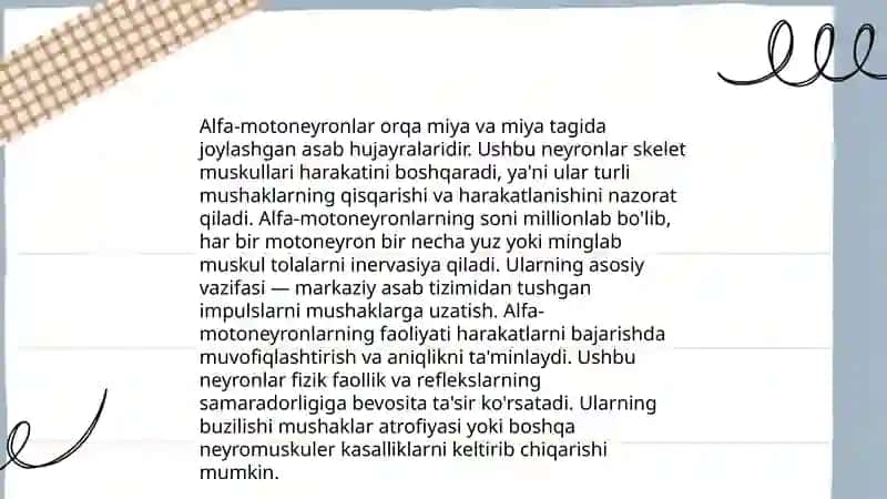 Harakatlantiruvchi neyronlarning turlari 4