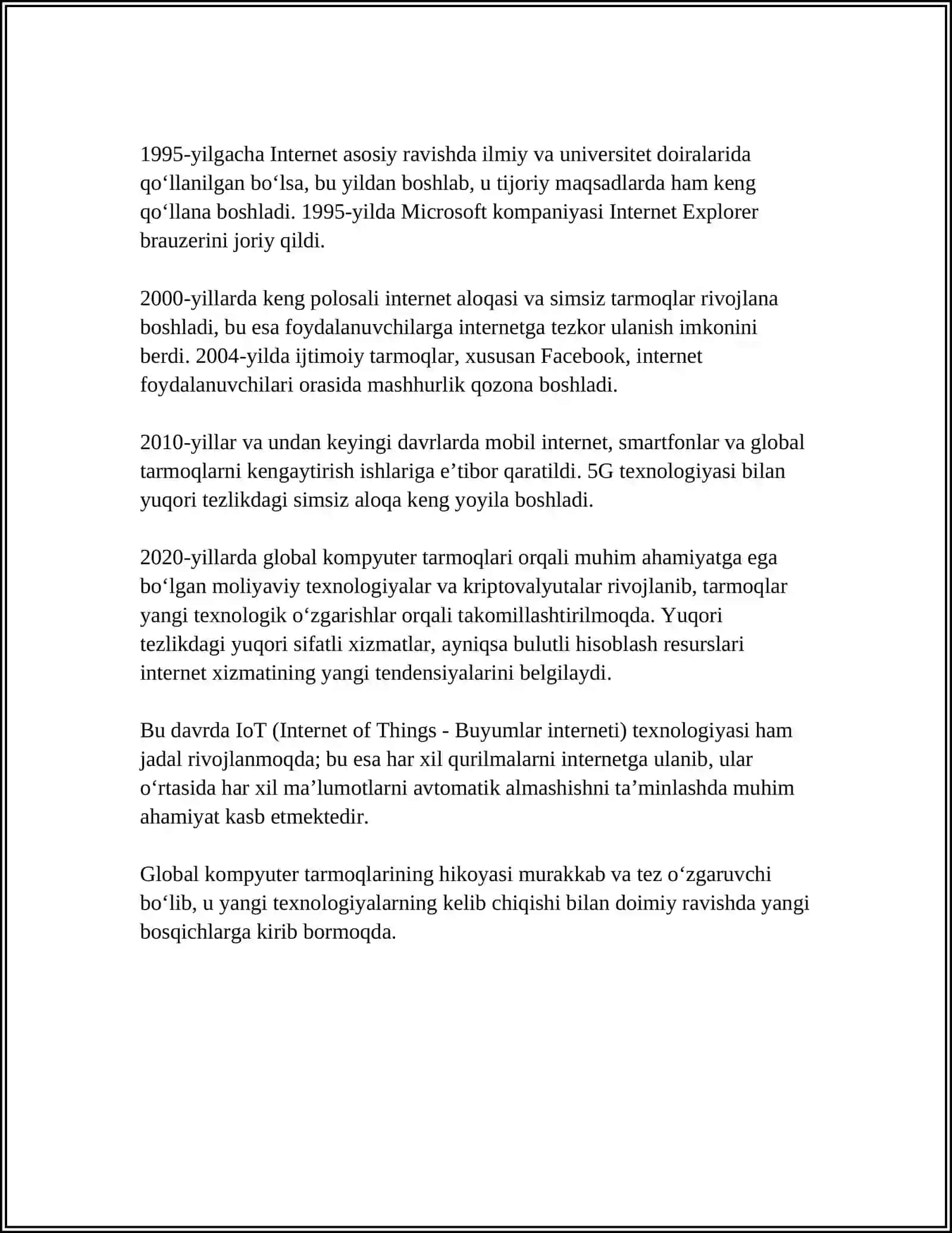 GLOBAL KOMPYUTER TARMOQLARIDA ISHLASH VA UNING IMKONIYATLARI 4