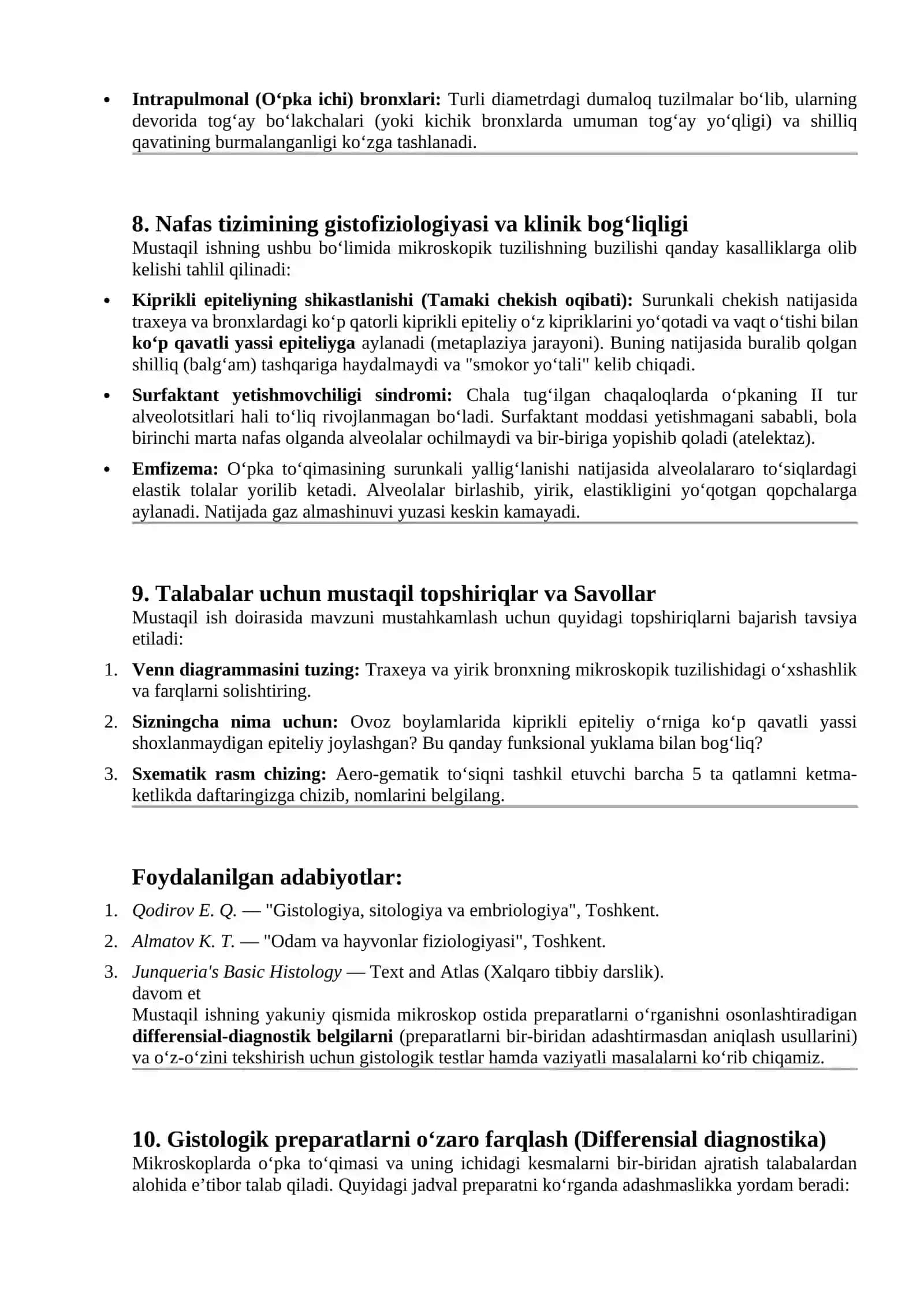 Nafas azolari preparatlarini mikroskopik tuzulishini o`rganish 4