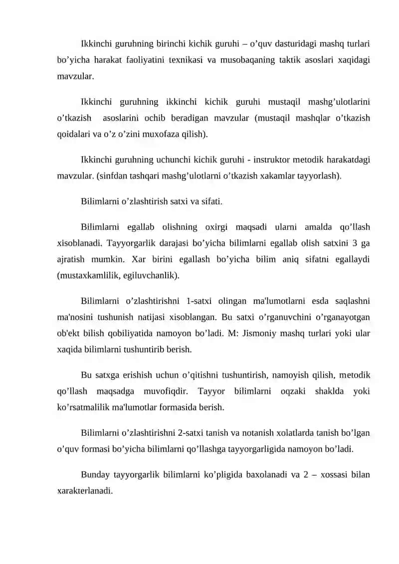 Harakatlarga o'rgatish bosqichlari 4