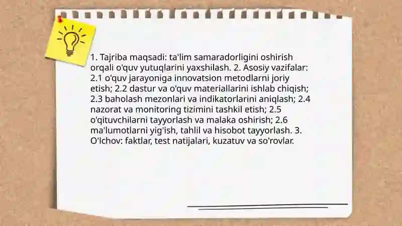 Pedagogik tajriba sinov ishlari dasturini ishlab chiqish metodikasi 4