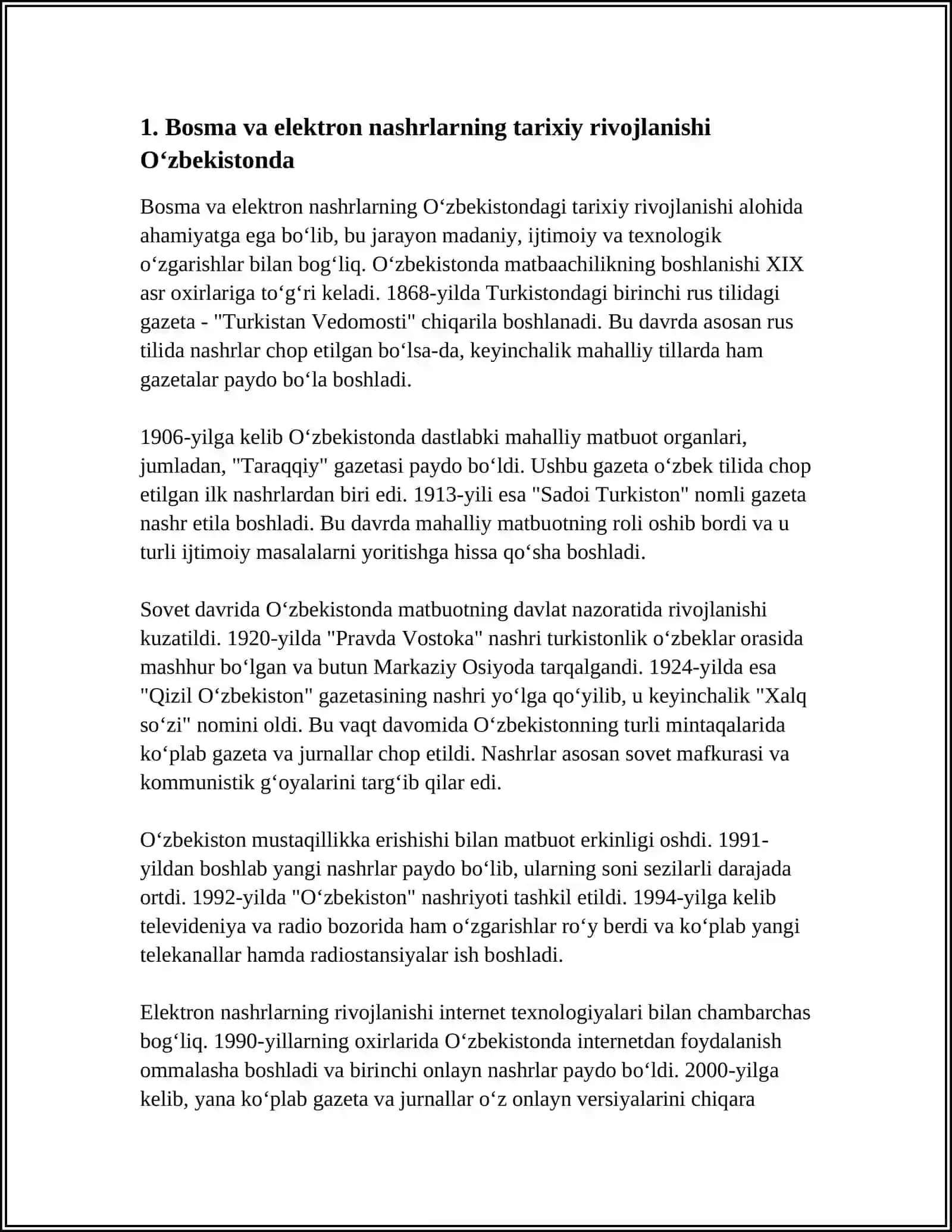 O'ZBEKISTONDA BOSMA VA ELEKTRON NASHRLARNING QIYOSIY TAHLILI VA XUSUSIYATLARI 4
