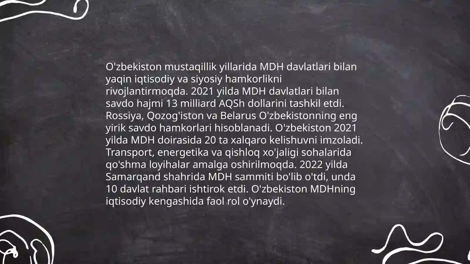 O'zbekiston jahon hamjamiyati mavzusida slayd 4