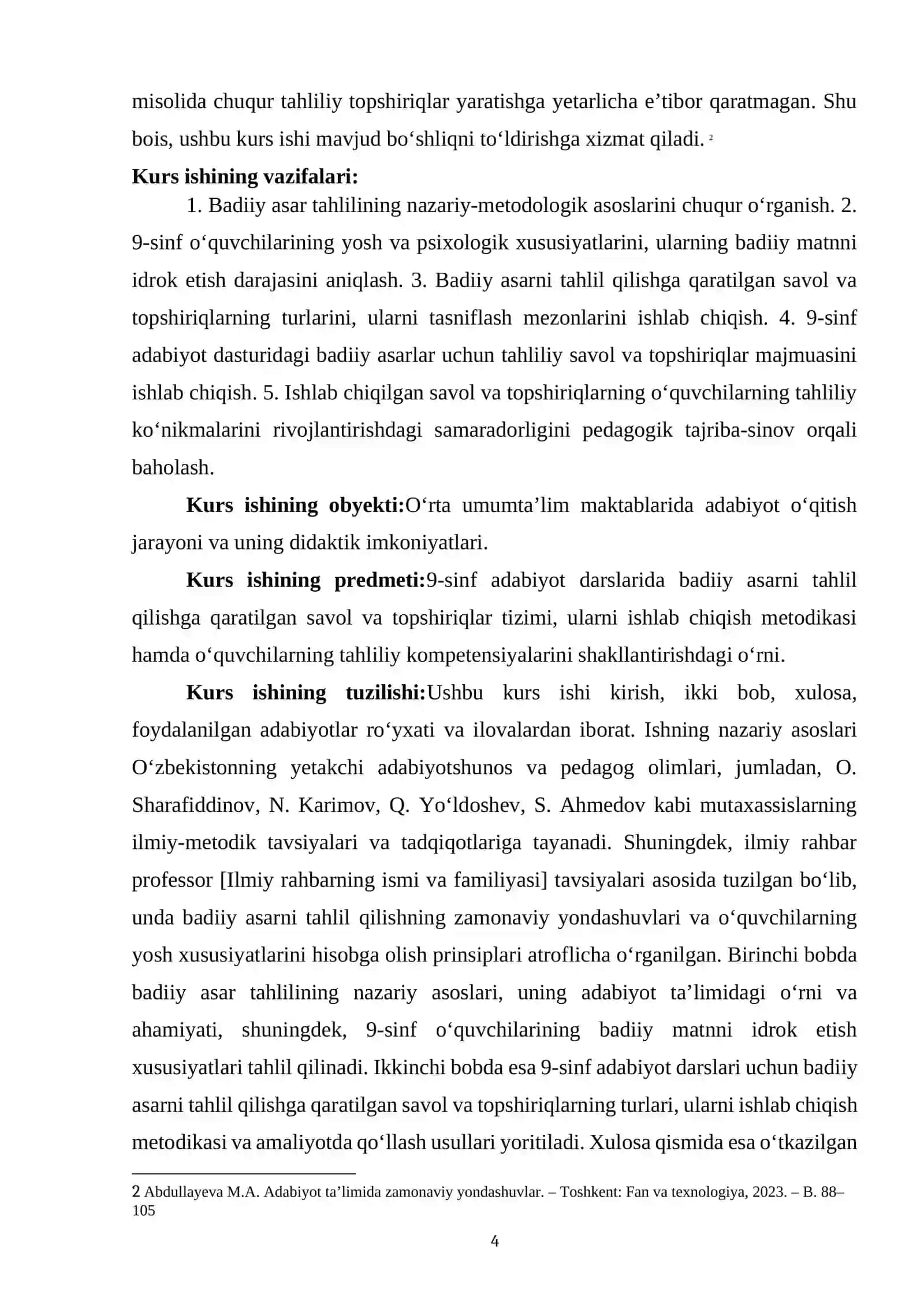 9-sinfda badiiy asarni tahlil qilishga qaratilgan savol va topshiriqlar ishlab chiqish 4