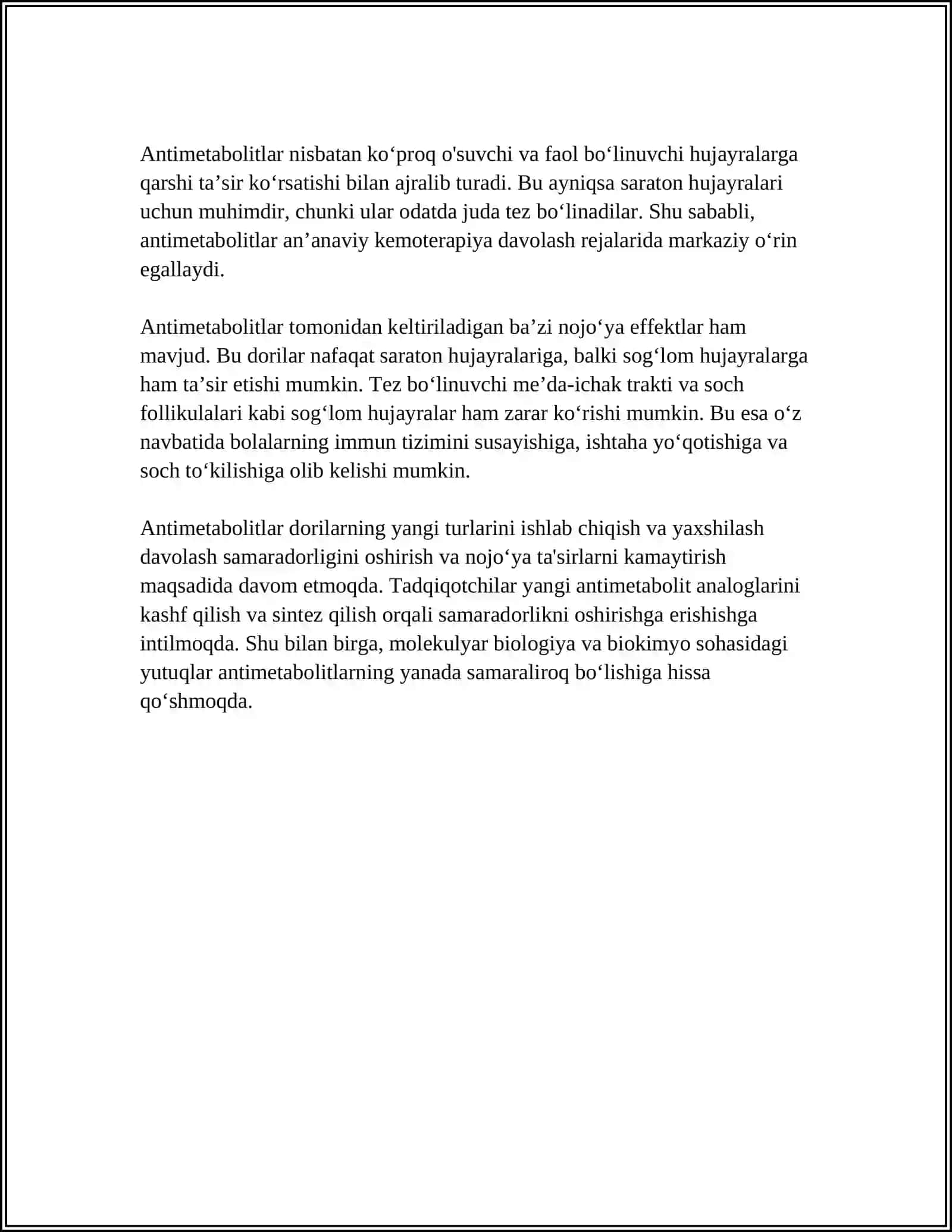 ANTIMETOBOLITLAR HAQIDA TUSHUNCHA BA'ZI AMINOKISLOTALAR ALMASHINUVI 4