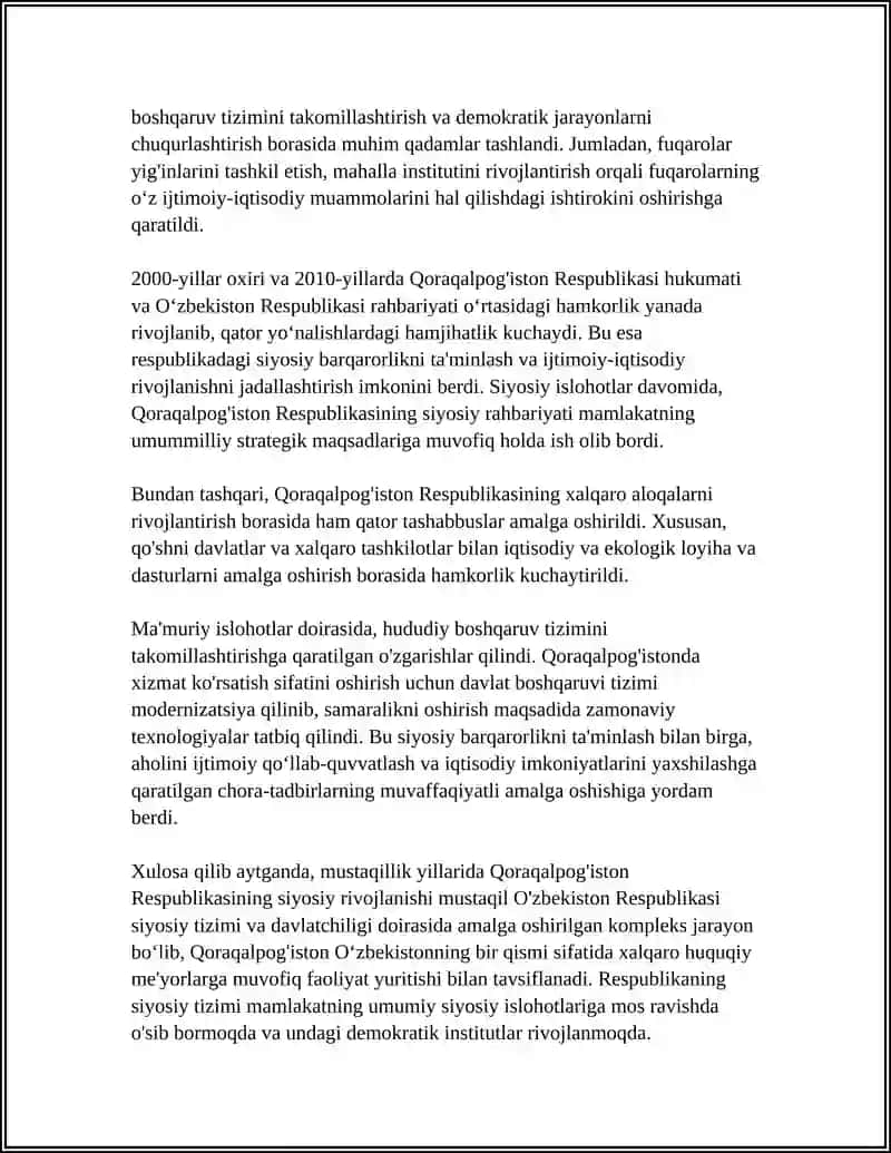 MUSTAQILLIK YILLARIDA QORAQALPOG'ISTON RESPUBLIKASI 4